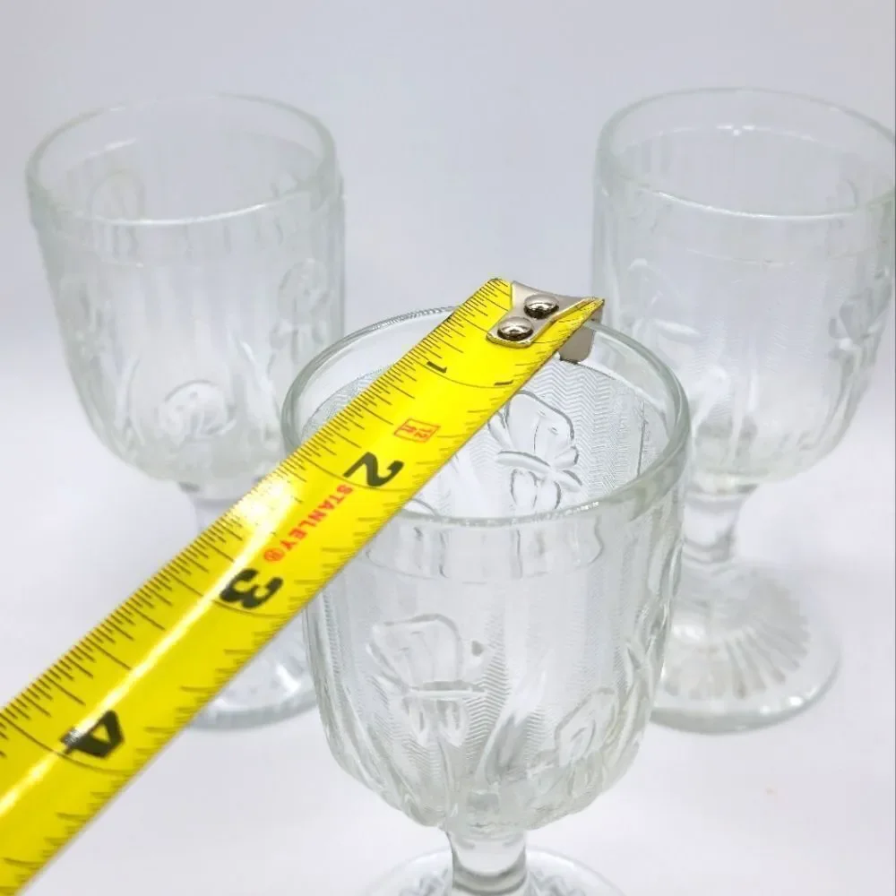 Vintage Set of 3 Iris & herringbone cordial stemmed glasses